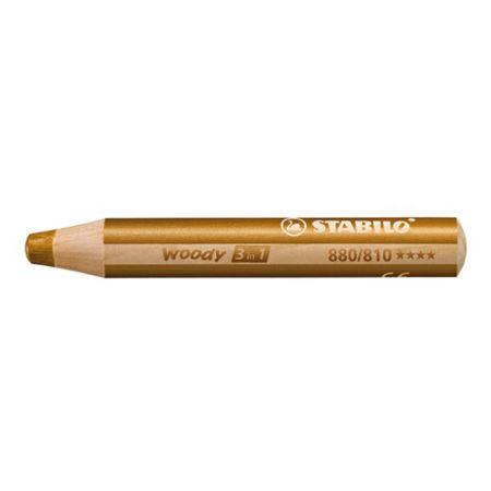 Pastelka STABILO woody 3 v 1 - barvička, vodovka, voskovka - zlatá