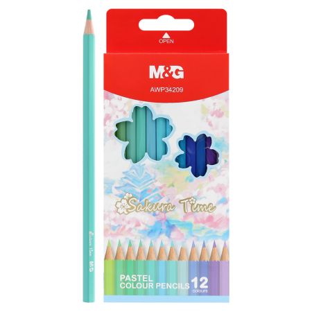 Pastelky oboustranné, šestihranné M&G - sada 24 barev /12 ks