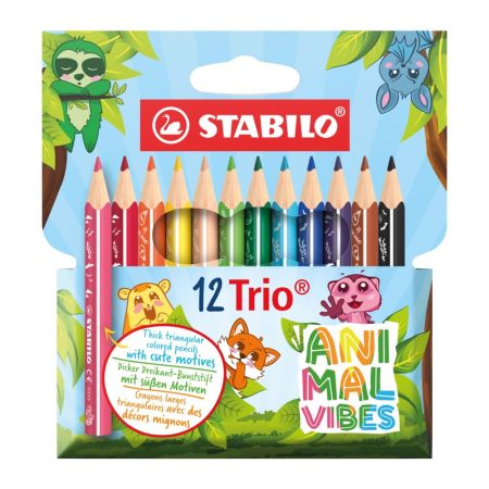 Pastelky trojhranné STABILO Trio, silné a krátké Sada Animal Vibes (12 barev) Pastelky trojhranné STABILO Trio, silné a krátké Sada Animal Vibes (12 barev)