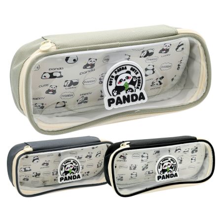 Penál Panda s chlopní a průhledným víkem, prázdný (mix barev)