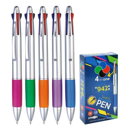 Pero 4-barevné JUNIOR 942A 1,0 mm, plastové/metalické Pero 4-barevné JUNIOR 942A 1,0 mm, plastové/metalické