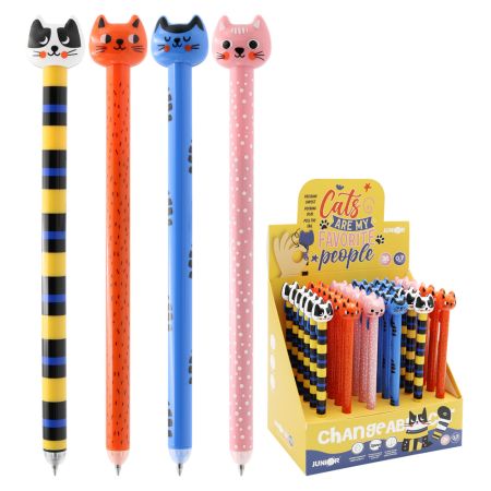 Pero gelové /gumovací JUNIOR Cats 0,7 mm (mix /cena 1ks) modrá náplň Pero gelové /gumovací JUNIOR Cats 0,7 mm (mix /cena 1ks) modrá náplň