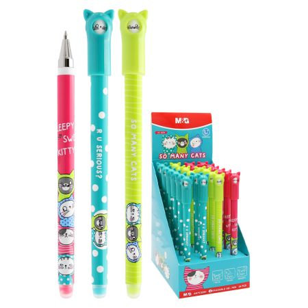 Pero gelové /gumovací M&G iErase So Many Cats Pencil 0,7 mm - modrá náplň