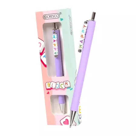 Pero kuličkové BLOCK Happy s korálky - modrá náplň