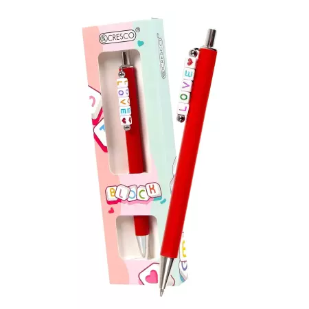 Pero kuličkové BLOCK Love s korálky - modrá náplň