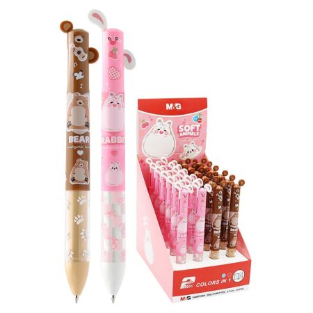 Pero kuličkové M&G 0,7 mm Soft Animals 2-barevné (modrá a červená náplň) Pero kuličkové M&G 0,7 mm Soft Animals 2-barevné (modrá a červená náplň)