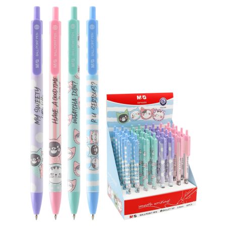 Pero kuličkové M&G So Many Cats Pastel, hrot 0,5 mm (4 designy), černá náplň Pero kuličkové M&G So Many Cats Pastel, hrot 0,5 mm (4 designy), černá náplň