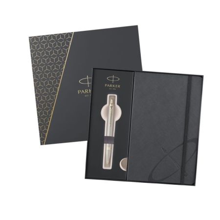 Pero kuličkové Parker IM Monochrome Champagne + šedý zápisník