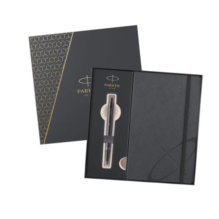 Pero kuličkové PARKER IM Titanium Monochrome + šedý zápisník
