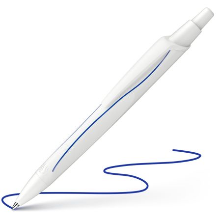 Pero kuličkové Schneider Reco bílé - modrá náplň