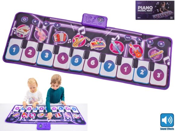 Pianko látkové 108x45cm 10kláves 8druhů hudebních nástrojů na baterie se zvukem v krabičce