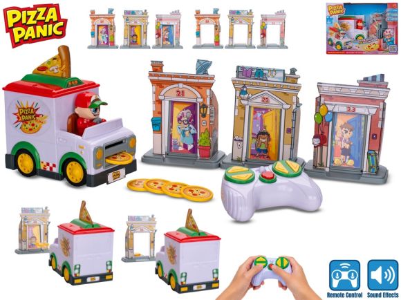 Pizza Panic! R/C dodávka vystřelující pizzu 13cm 2,4GHz plná funkce na baterie se zvukem v