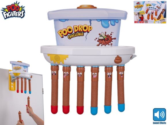 Poo Fighters hra chyť padající lejno na baterie se zvukem v krabičce