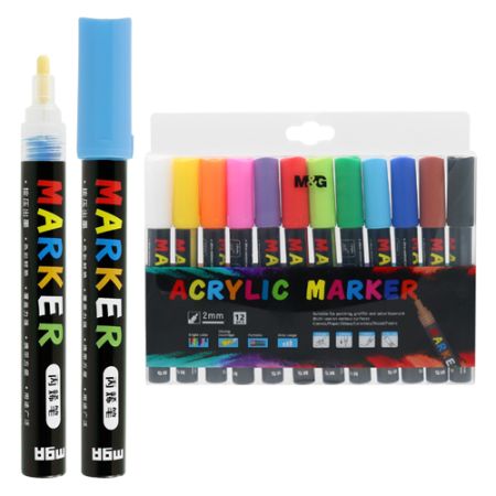 Popisovač akrylový M&G Acrylic Marker 2 mm, sada 12 ks