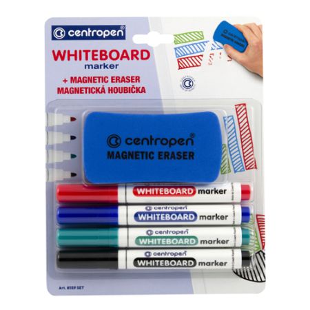 Popisovač CENTROPEN 8559 + magnetická houbička - sada 4 ks