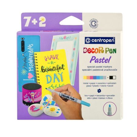 Popisovač CENTROPEN decor/special pastelové, 9ks sada