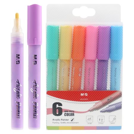 Popisovač M&G Acrylic Marker Dark, hrot 2 mm - sada 6 ks