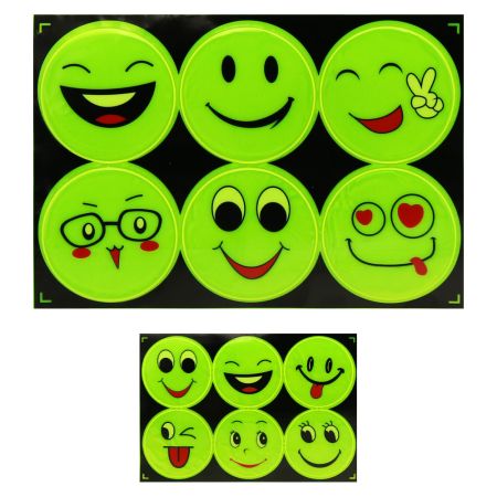Reflexní PVC samolepky (mix 6 smajlíků)