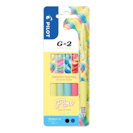 Roller gelový PILOT G-2 Flow 0,7 mm (sada 4 ks) - modrá /černá náplň