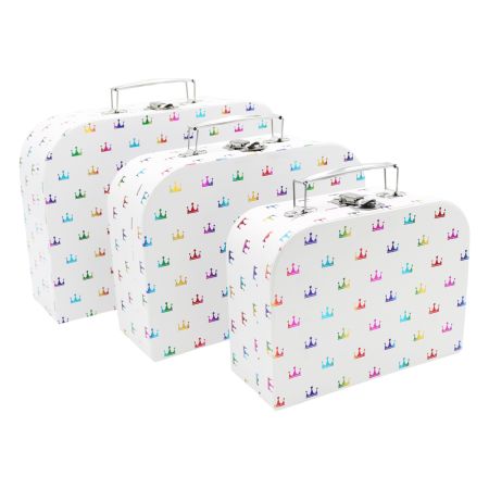 Sada dětských kufrů 3 ks - lesklý potisk Korunky