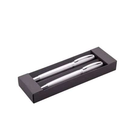 Sada kov roller + kuličkové pero, TORICO, stříbrná