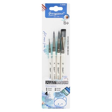 Sada plochých a kulatých štětců (4 ks) na blistru Sada plochých a kulatých štětců (4 ks) na blistru