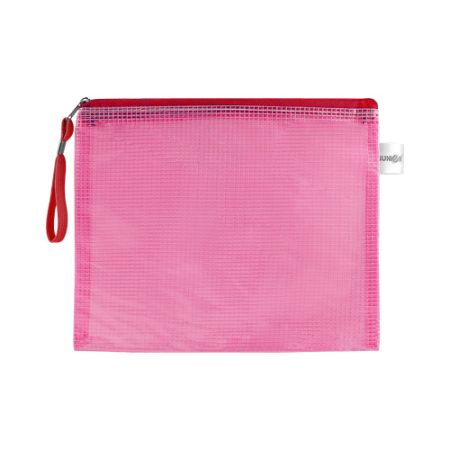 Síťovaná obálka se zipem PVC / A5, růžová