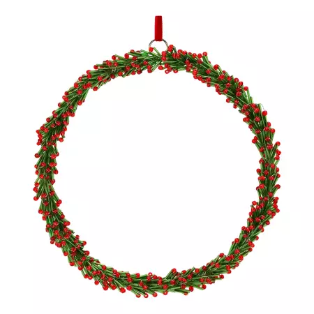 Skleněný vánoční věnec 20 cm na zavěšení, zeleno-červený kruh Skleněný vánoční věnec 20 cm na zavěšení, zeleno-červený kruh