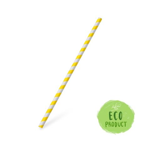 Slamka papierová JUMBO žltá špirála 25 cm, O8mm, 100 ks Slamka papierová JUMBO žltá špirála 25 cm, O8mm, 100 ks