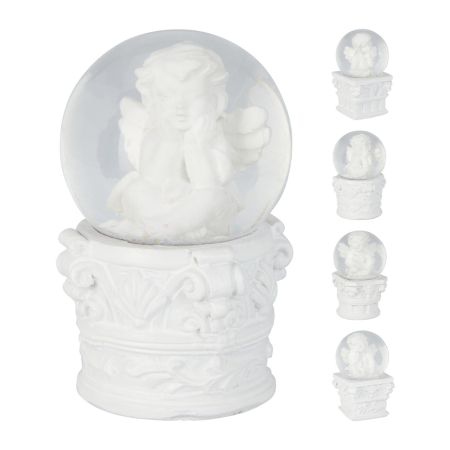 Sněhová koule 45x45x60 mm s figurkou anděla (mix 4 vzorů /cena za 1 ks)