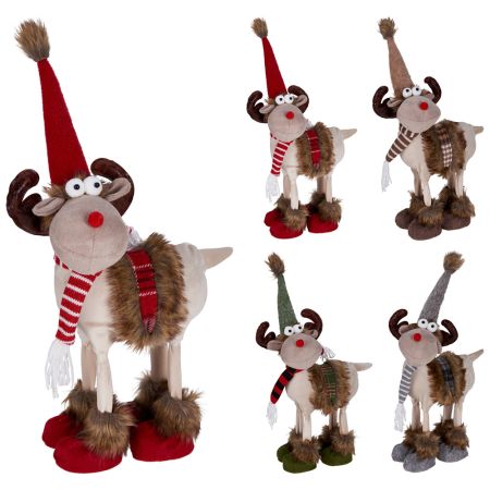 Stojící sob se zimními doplňky 23x37 cm (mix 4 vzorů /cena za 1 kus)