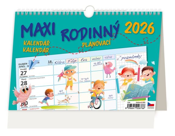 Stolní kalendář 2026 MAXI FAMILY plánovací kalendář