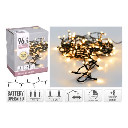 Světelný řetěz 96 LED bílý teplý, délka 7 m (baterie 1,5V) Světelný řetěz 96 LED bílý teplý, délka 7 m (baterie 1,5V)