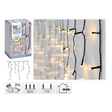 Světelný řetěz s visícími pramínky 90 LED bílá teplá, délka 3 m (venk. použití) Světelný řetěz s visícími pramínky 90 LED bílá teplá, délka 3 m (venk. použití)
