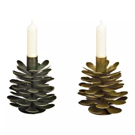 Svícen kovový kužel, 13 cm (mix 2 barev /cena za 1 ks)