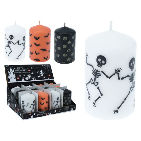 Svíčka válec 10 cm s Halloween dekorem (3 varianty)
