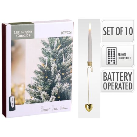 Závesné LED sviečky 31.5 cm na vianočný stromček s diaľk. ovládaním 10 ks Závesné LED sviečky 31.5 cm na vianočný stromček s diaľk. ovládaním 10 ks