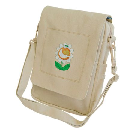 Taška na rameno MILAN Megaflowers Jeans II - béžová