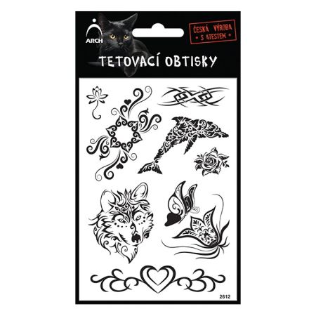 Tetovací obtisky černé - květina