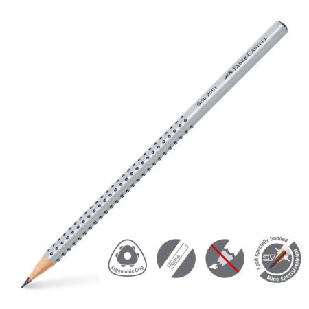 Tužka Faber-Castell Grip 2001 (HB) - stříbrná