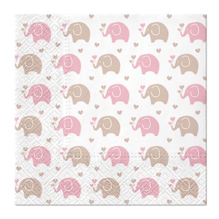 Ubrousky PAW L 33x33cm Baby Elephants pink