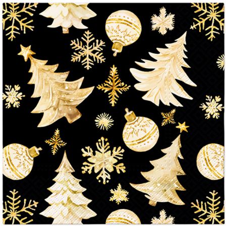 Ubrousky PAW L 33x33cm Golden Christmas Trees