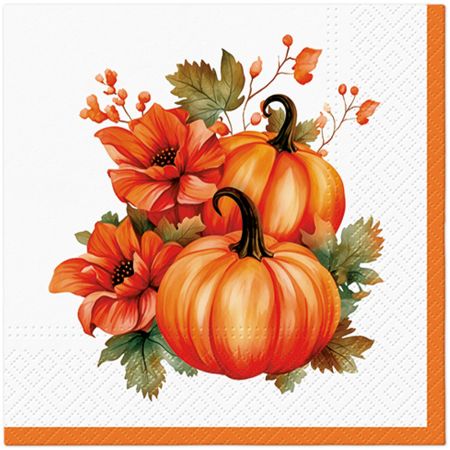 Ubrousky PAW L 33x33cm Pumpkin With Flowers