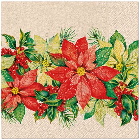 Ubrousky PAW L 33x33cm We Care Noble Poinsettia