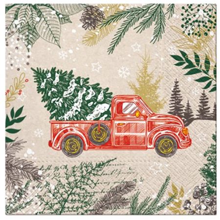 Ubrousky PAW L 33x33cm We Vintage Christmas Car