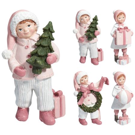 Vánoční figurka chlapce / dívky 120 mm (mix 4 vzorů /cena za 1 ks)