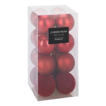 Vánoční koule - PP červená 80 mm, sada 16 ks