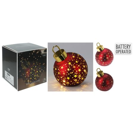 Vánoční koule s LED světlem 15 cm - červená matná