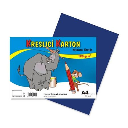 Karton kreslící A4 180g / 50 list. tmavě modrý Karton kreslící A4 180g / 50 list. tmavě modrý