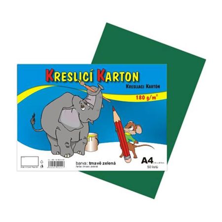 Karton kreslící A4 180g / 50 list. tmavě zelený